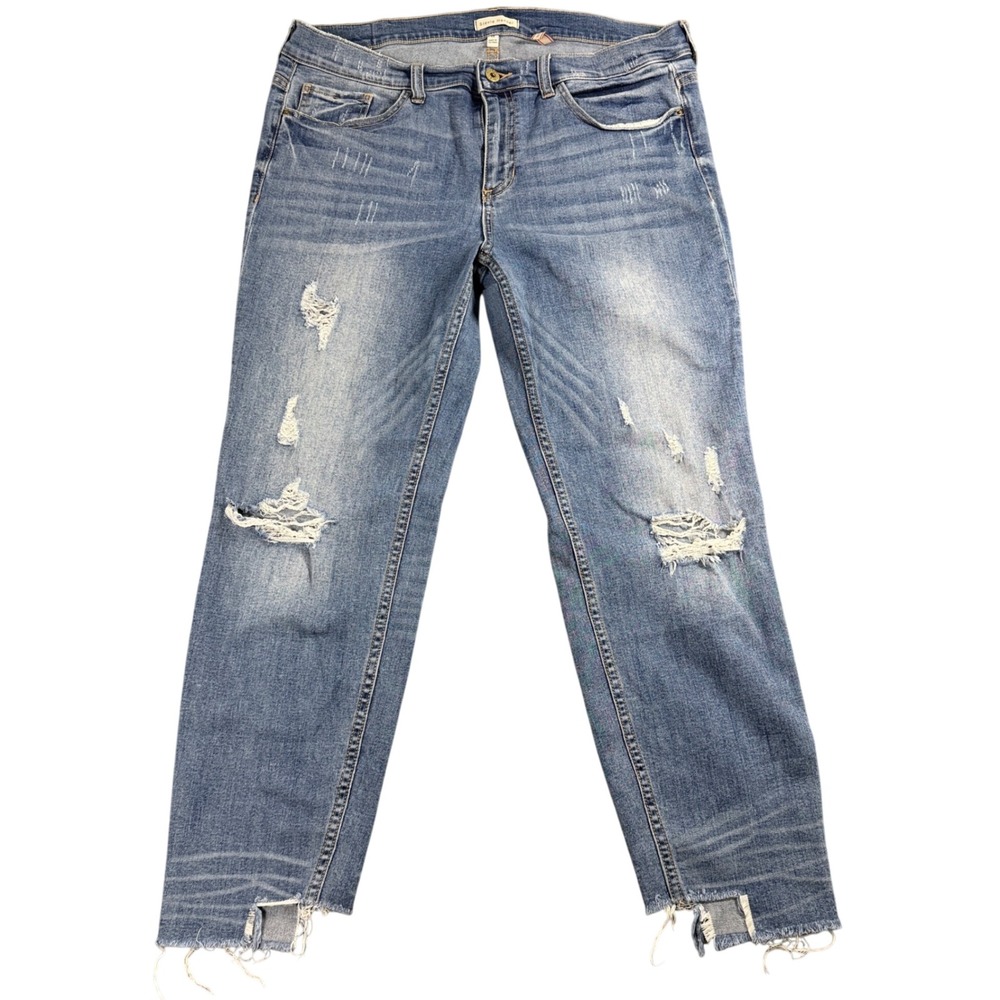 Stevie‎ Hender Sexy Boyfriend Distressed Jeans Womens 13 Medium Wash Raw Hem